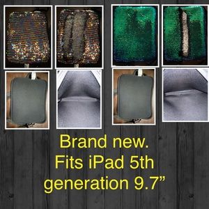 NEW Rainbow Sequin w/Black Trim & Green Sequin iPad/Tablet Padded Case